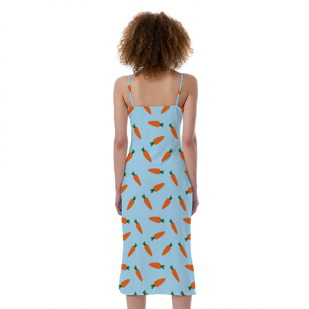 Little Carrot Pattern Print Slim Fit Midi Cami Dress