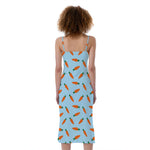 Little Carrot Pattern Print Slim Fit Midi Cami Dress