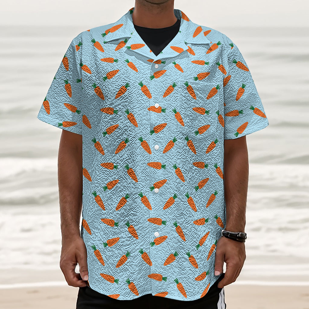 Little Carrot Pattern Print Textured Short Sleeve Shirt