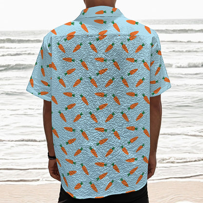 Little Carrot Pattern Print Textured Short Sleeve Shirt