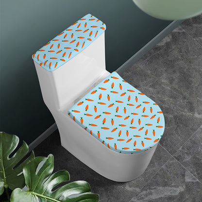Little Carrot Pattern Print Toilet Lid And Tank Cover Set