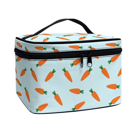 Little Carrot Pattern Print Travel Makeup Bag