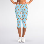Little Carrot Pattern Print Women's Capri Leggings