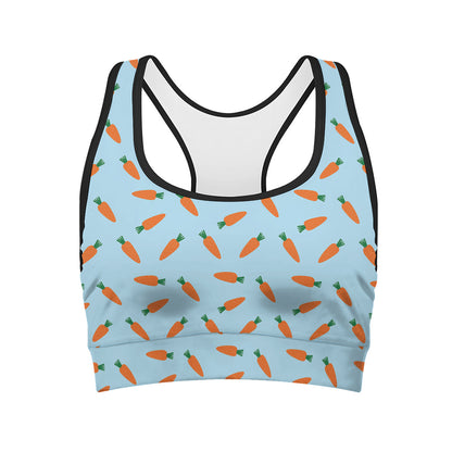 Little Carrot Pattern Print Women's Sports Bra
