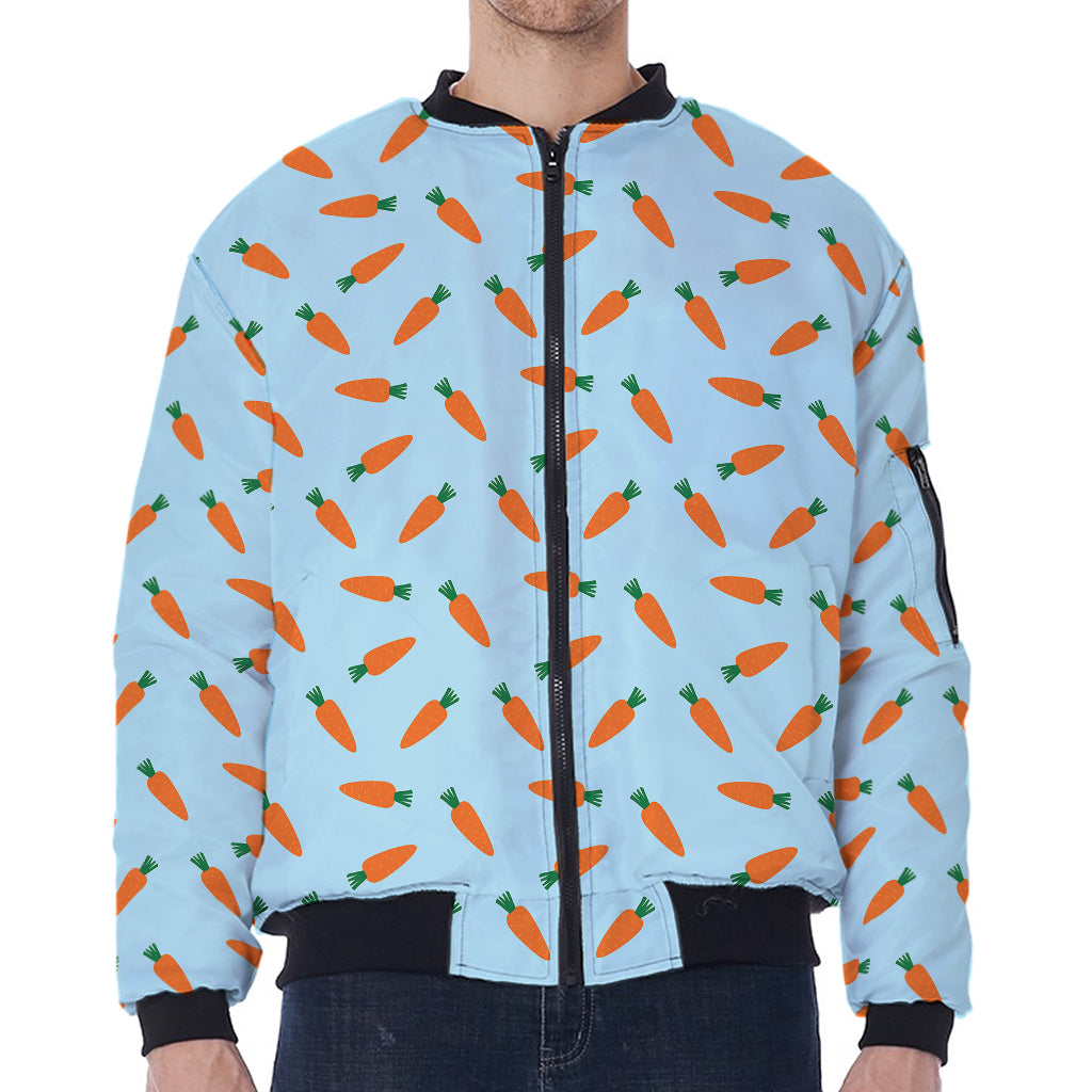 Little Carrot Pattern Print Zip Sleeve Bomber Jacket