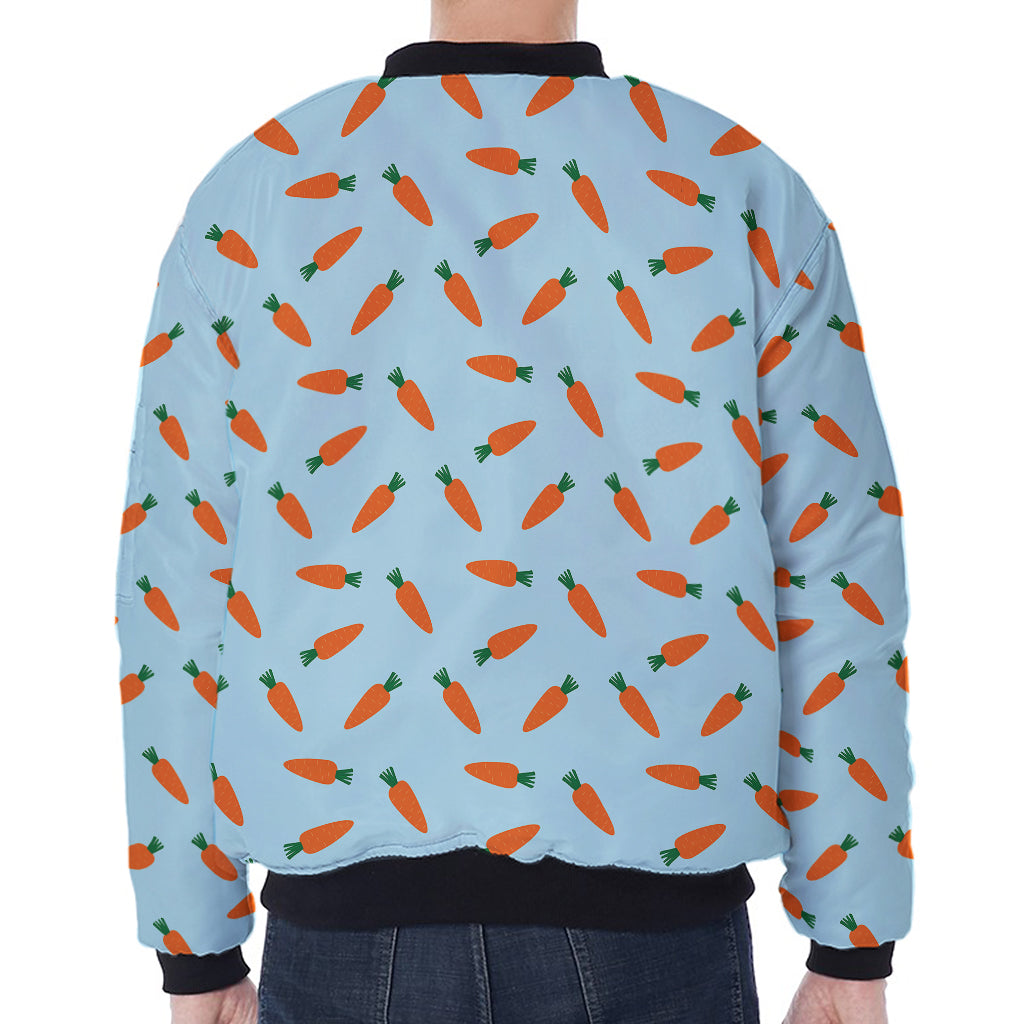 Little Carrot Pattern Print Zip Sleeve Bomber Jacket