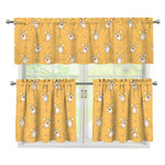 Little Corgi Pattern Print 3 Piece Kitchen Curtains