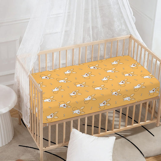 Little Corgi Pattern Print Baby Crib Sheet