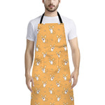 Little Corgi Pattern Print Bib Apron With Pocket