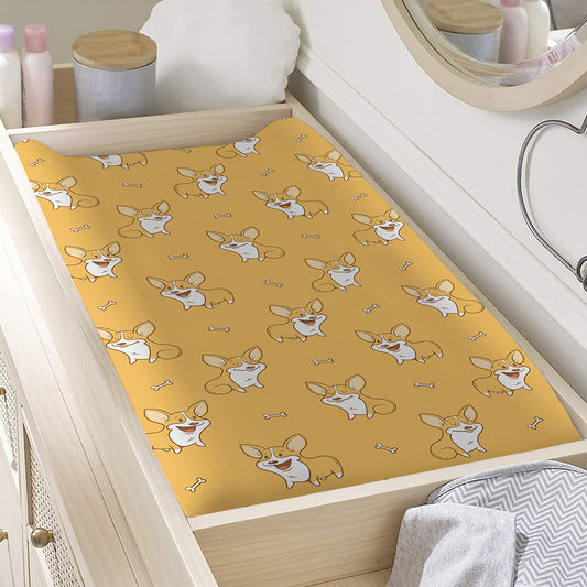 Little Corgi Pattern Print Changing Pad Cover