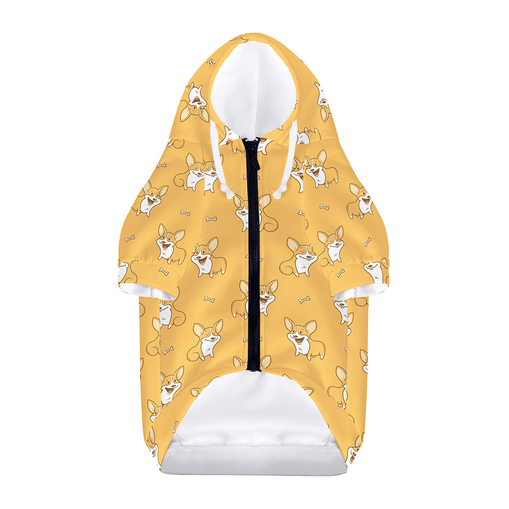 Little Corgi Pattern Print Dog Zip Up Hoodie