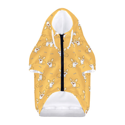 Little Corgi Pattern Print Dog Zip Up Hoodie