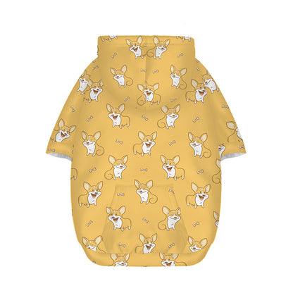 Little Corgi Pattern Print Dog Zip Up Hoodie