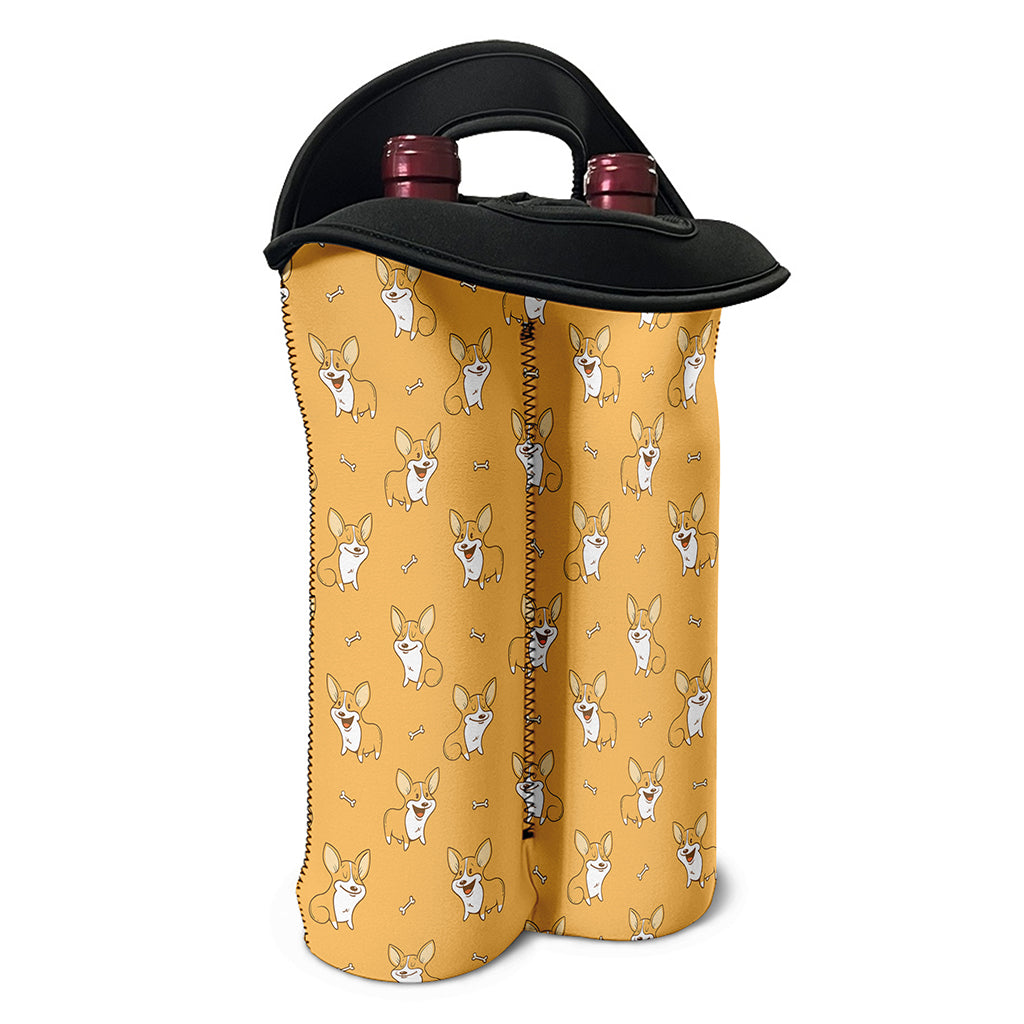 Little Corgi Pattern Print Double Neoprene Wine Tote