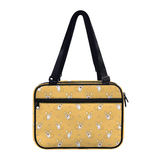 Little Corgi Pattern Print Double Strap Bible Bag