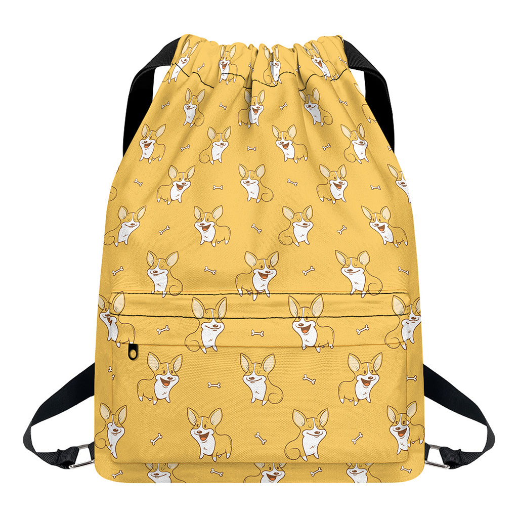 Little Corgi Pattern Print Drawstring Backpack