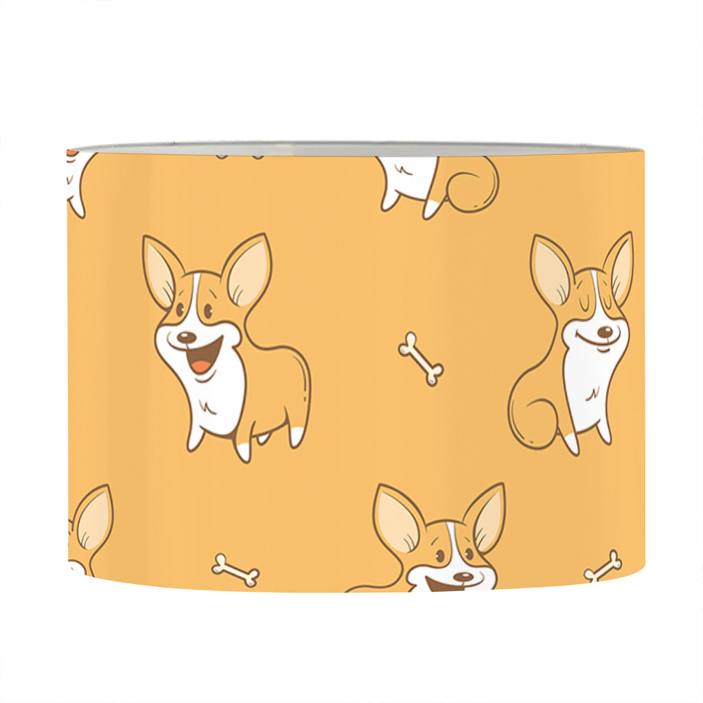 Little Corgi Pattern Print Drum Lamp Shade