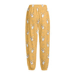 Little Corgi Pattern Print Fleece Lined Knit Pants