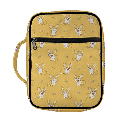Little Corgi Pattern Print Front Pocket Bible Bag
