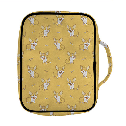 Little Corgi Pattern Print Front Pocket Bible Bag