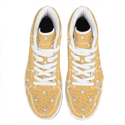 Little Corgi Pattern Print High Top Leather Sneakers