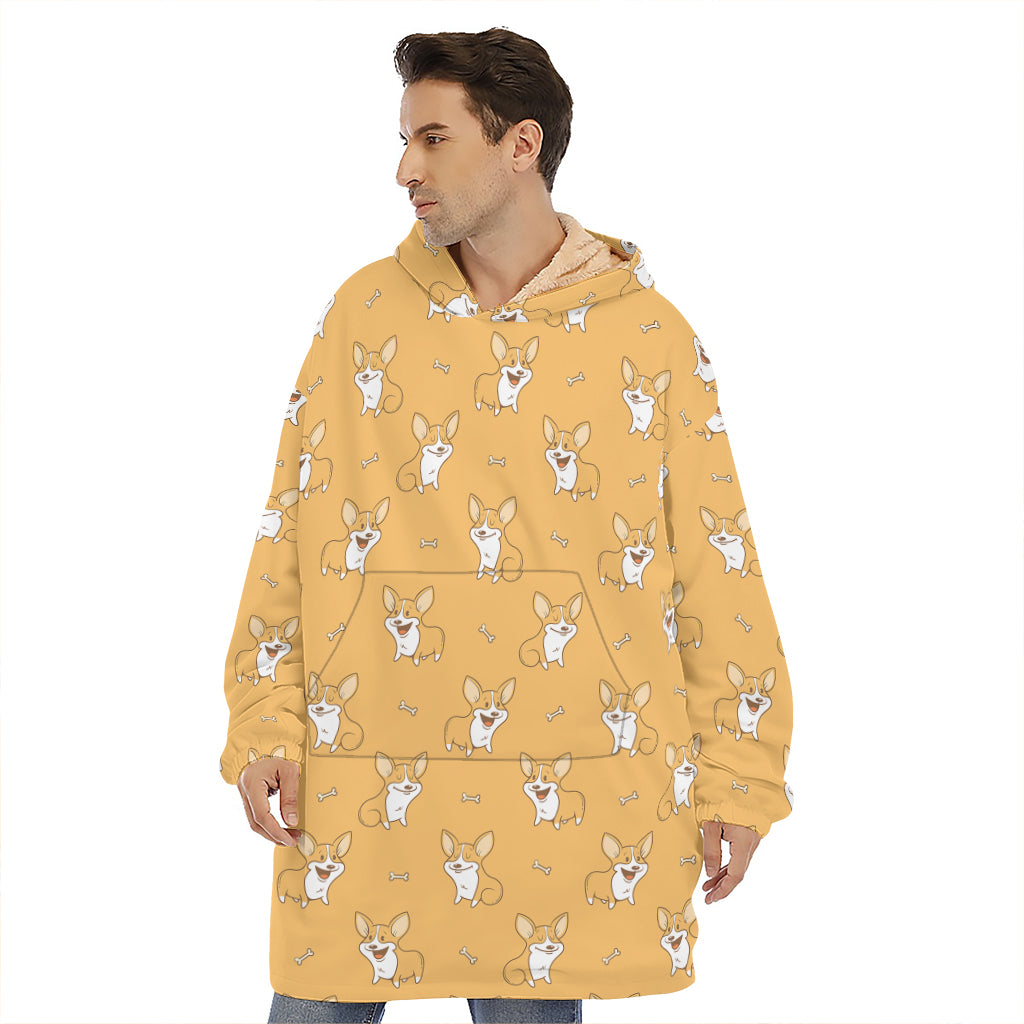 Little Corgi Pattern Print Hoodie Blanket