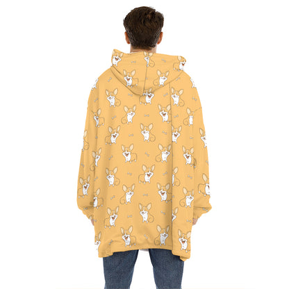 Little Corgi Pattern Print Hoodie Blanket