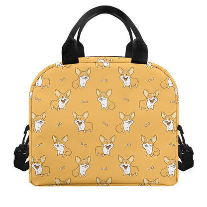 Little Corgi Pattern Print Insulated Lunch Bag