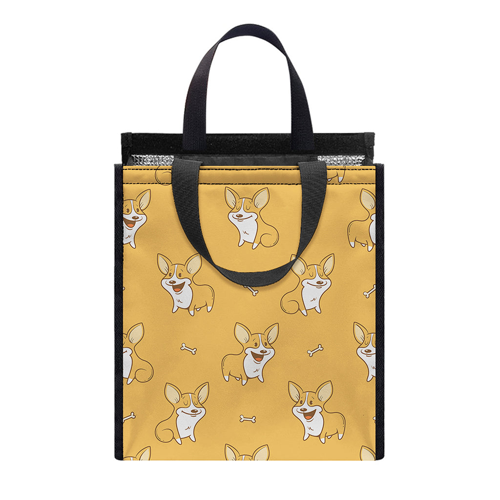 Little Corgi Pattern Print Insulated Lunch Tote