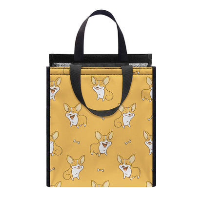 Little Corgi Pattern Print Insulated Lunch Tote