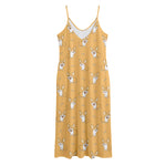 Little Corgi Pattern Print Jersey Midi Cami Dress