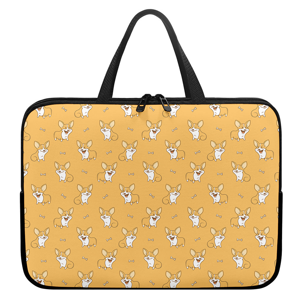 Little Corgi Pattern Print Laptop Sleeve With Handle