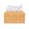 Little Corgi Pattern Print Leather Tissue Box Cover