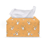 Little Corgi Pattern Print Leather Tissue Box Cover