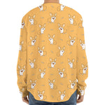 Little Corgi Pattern Print Long Sleeve Baseball Jersey