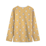 Little Corgi Pattern Print Long Sleeve Short Coat