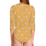 Little Corgi Pattern Print Long Sleeve Swimsuit