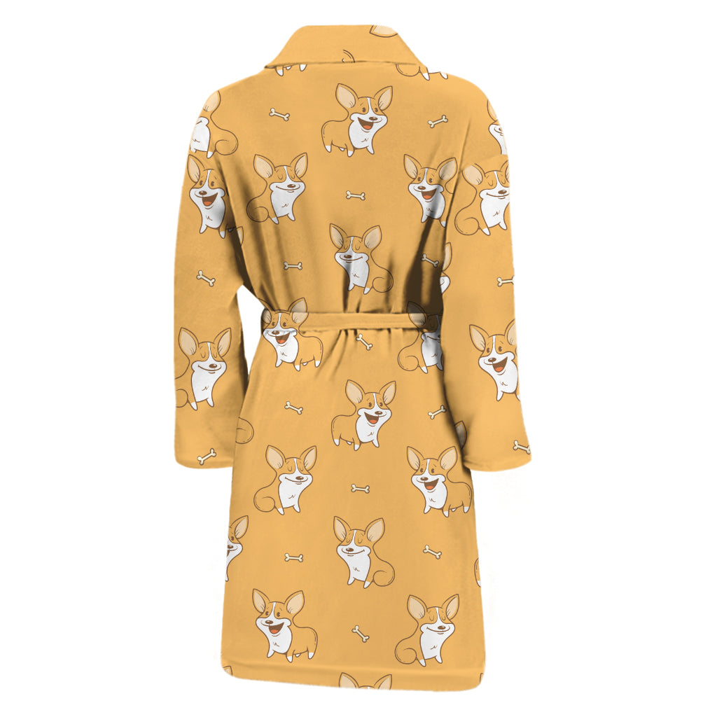 Little Corgi Pattern Print Men's Bathrobe