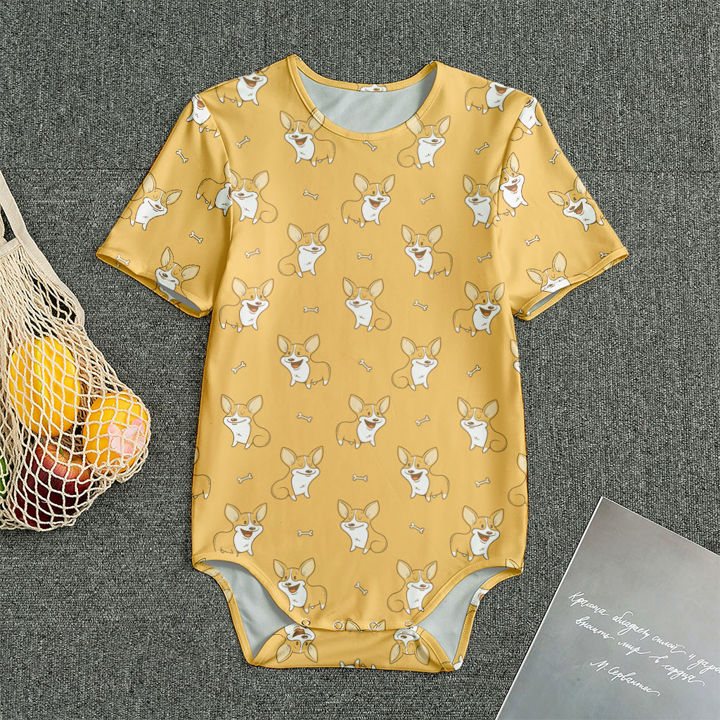 Little Corgi Pattern Print Men's Bodysuit