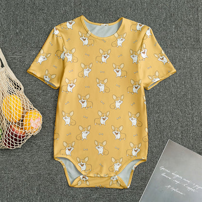 Little Corgi Pattern Print Men's Bodysuit