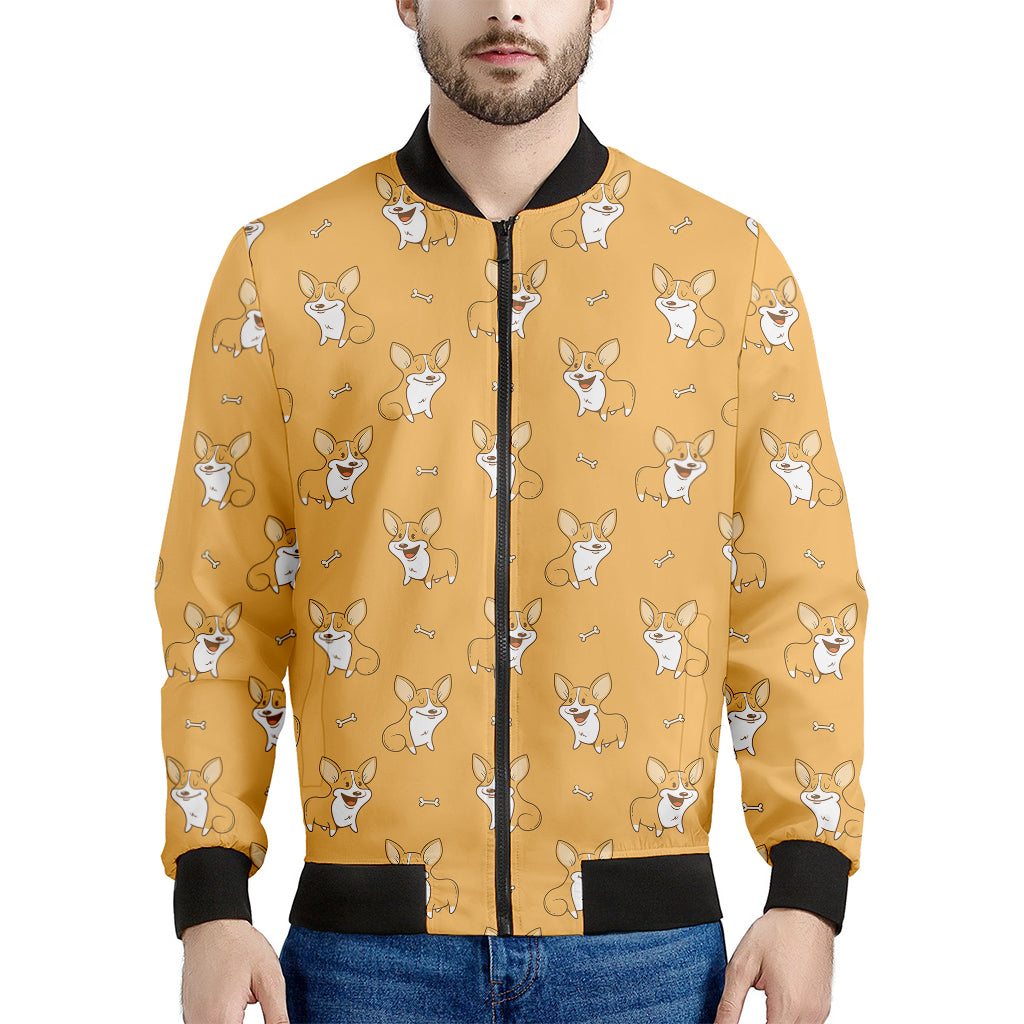 Little Corgi Pattern Print Men's Bomber Jacket