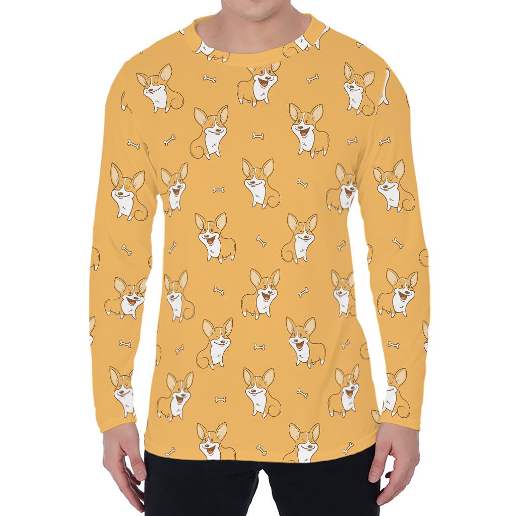 Little Corgi Pattern Print Men's Long Sleeve T-Shirt
