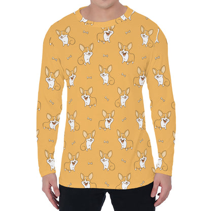 Little Corgi Pattern Print Men's Long Sleeve T-Shirt