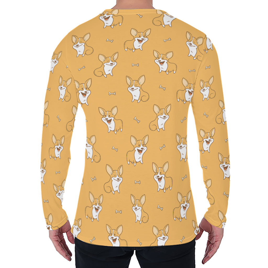 Little Corgi Pattern Print Men's Long Sleeve T-Shirt