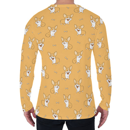 Little Corgi Pattern Print Men's Long Sleeve T-Shirt