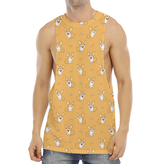 Little Corgi Pattern Print Men's Muscle Tank Top