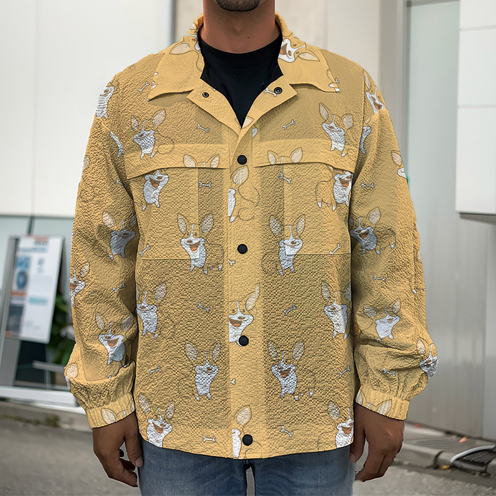 Little Corgi Pattern Print Men's Shirt Jacket