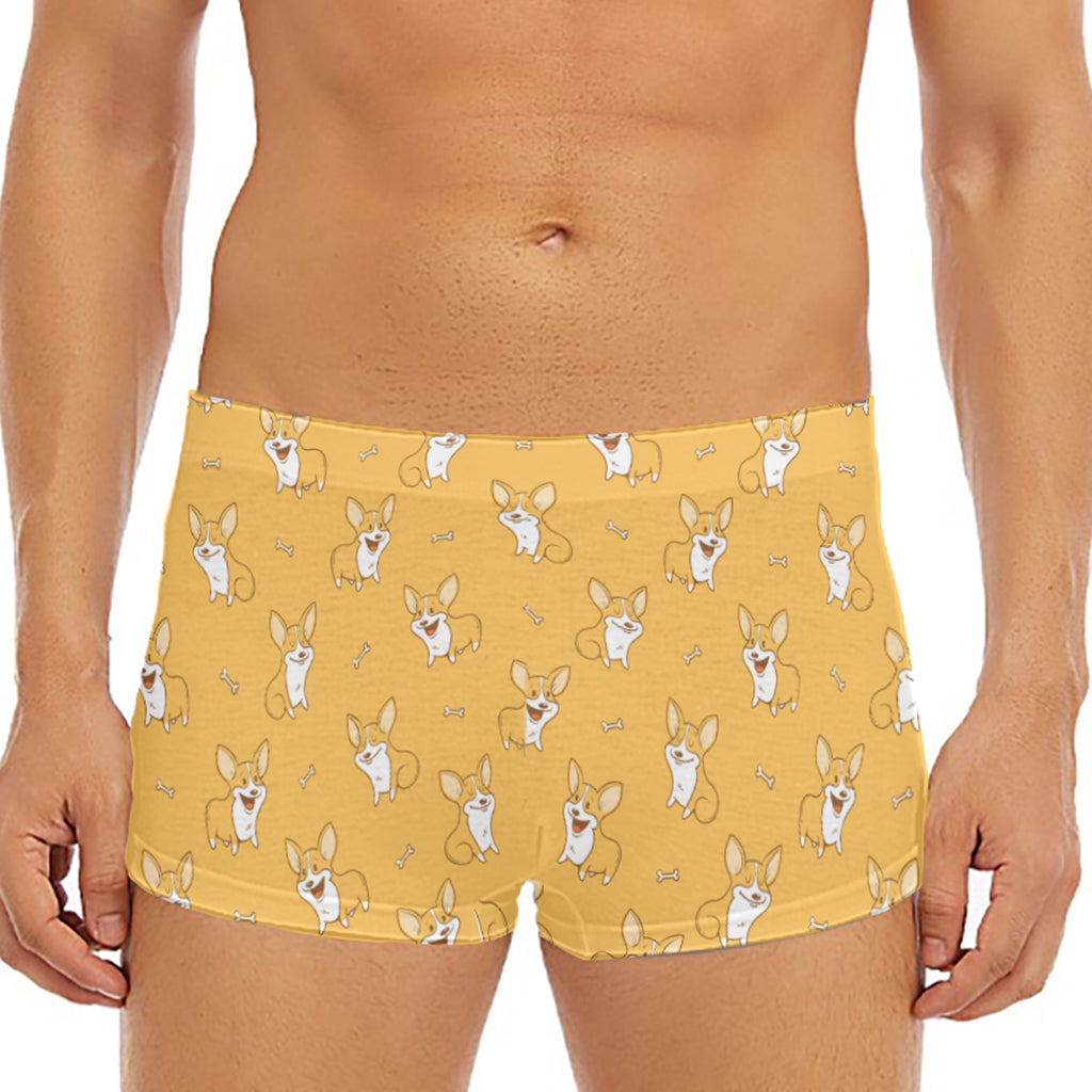 Little Corgi Pattern Print Men's Short Boxer Briefs