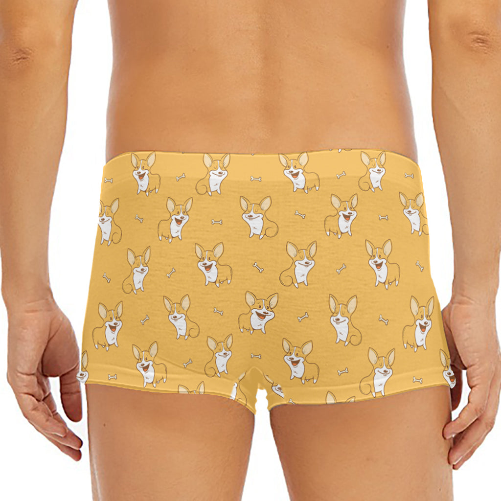 Little Corgi Pattern Print Men's Short Boxer Briefs
