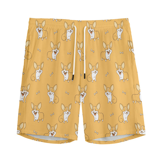Little Corgi Pattern Print Men's Sports Shorts